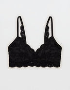 Show Off Chenille Lace Push Up Bralette - True Black