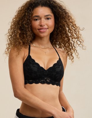 Show Off Chenille Lace Push Up Bralette - True Black