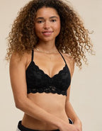 Show Off Chenille Lace Push Up Bralette - True Black