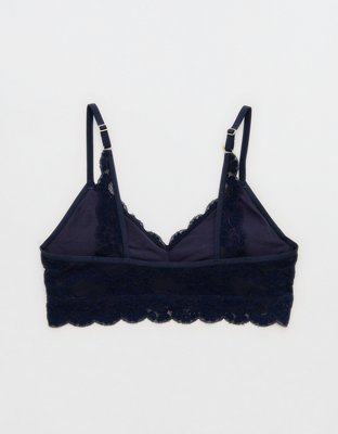 Show Off Chenille Lace Push Up Bralette - Navy