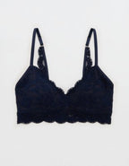 Show Off Chenille Lace Push Up Bralette - Navy