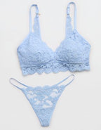 Show Off Chenille Lace Push Up Bralette - Cloudy Blue