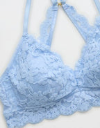 Show Off Chenille Lace Push Up Bralette - Cloudy Blue