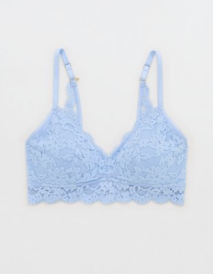 Show Off Chenille Lace Push Up Bralette - Cloudy Blue