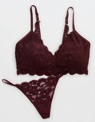 Show Off Chenille Lace Push Up Bralette - Royal Berry