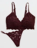 Show Off Chenille Lace Push Up Bralette - Royal Berry