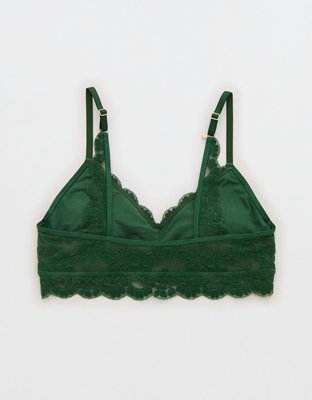 Show Off Chenille Lace Push Up Bralette - Rugged Green
