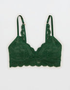 Show Off Chenille Lace Push Up Bralette - Rugged Green