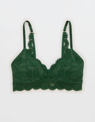 Show Off Chenille Lace Push Up Bralette - Rugged Green