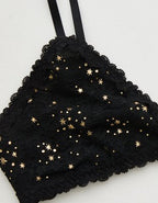 Show Off Vintage Lace Triangle Bralette - True Black