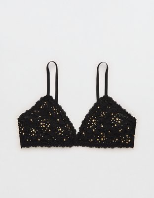 Show Off Vintage Lace Triangle Bralette - True Black