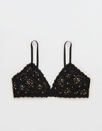 Show Off Vintage Lace Triangle Bralette - True Black