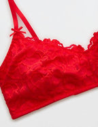 Show Off Dozen Roses Lace Padded Bralette - Bright Red