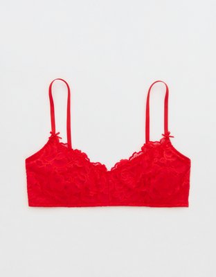 Show Off Dozen Roses Lace Padded Bralette - Bright Red