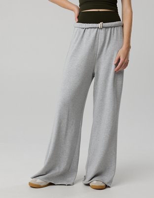 OFFLINE By Aerie OTT Fleece Super Wide Leg Pant - Medium Heather Gray