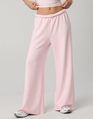 OFFLINE By Aerie OTT Fleece Super Wide Leg Pant - Pink Petal