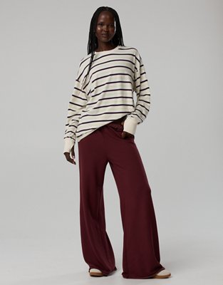 OFFLINE By Aerie OTT Fleece Super Wide Leg Pant - Royal Berry