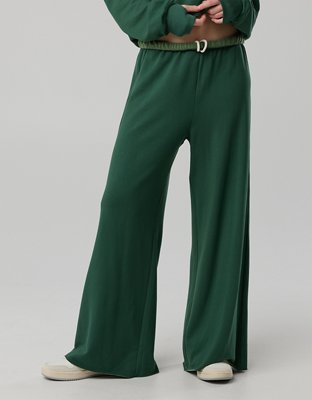 OFFLINE By Aerie OTT Fleece Super Wide Leg Pant - Rugged Green
