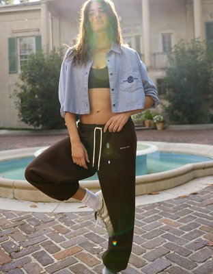 OFFLINE By Aerie Cloud Fleece Baggy Jogger - Deep Earth