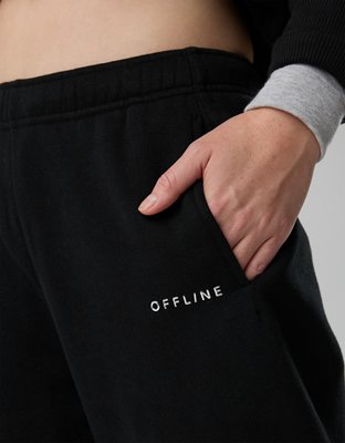 OFFLINE By Aerie Cloud Fleece Straight Leg Pant - True Black