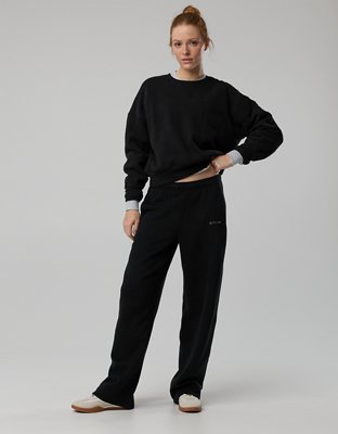 OFFLINE By Aerie Cloud Fleece Straight Leg Pant - True Black