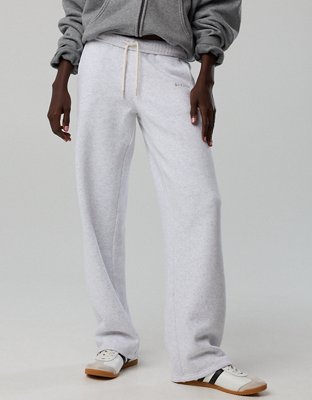 OFFLINE By Aerie Cloud Fleece Straight Leg Pant - Light Heather Gray
