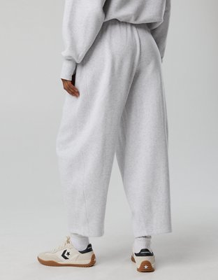 OFFLINE By Aerie Cloud Fleece Barrel Leg Pant - Light Heather Gray