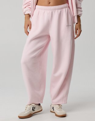 OFFLINE By Aerie Cloud Fleece Barrel Leg Pant - Pink Petal