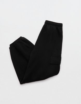 OFFLINE By Aerie Cloud Fleece Baggy Cargo Jogger - True Black