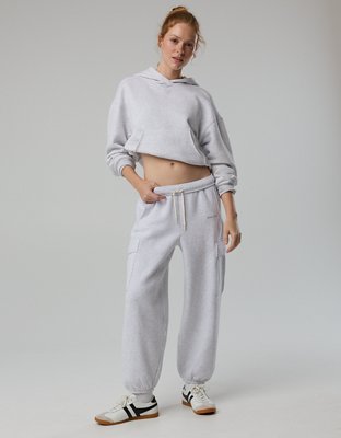 OFFLINE By Aerie Cloud Fleece Baggy Cargo Jogger - Light Heather Gray