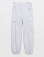 OFFLINE By Aerie Cloud Fleece Baggy Cargo Jogger - Light Heather Gray