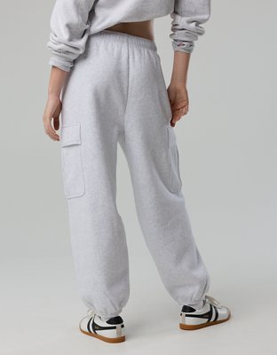 OFFLINE By Aerie Cloud Fleece Baggy Cargo Jogger - Light Heather Gray