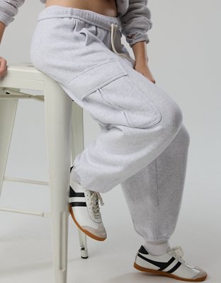 OFFLINE By Aerie Cloud Fleece Baggy Cargo Jogger - Light Heather Gray