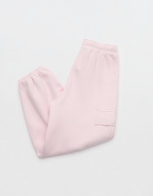OFFLINE By Aerie Cloud Fleece Baggy Cargo Jogger - Pink Petal