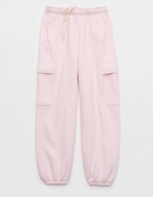 OFFLINE By Aerie Cloud Fleece Baggy Cargo Jogger - Pink Petal