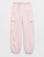 OFFLINE By Aerie Cloud Fleece Baggy Cargo Jogger - Pink Petal