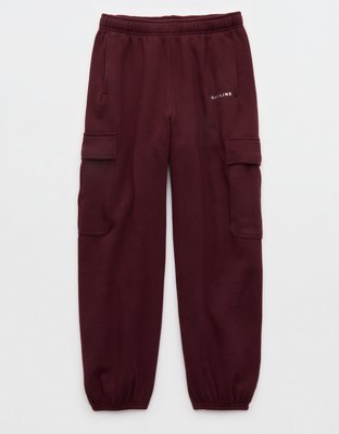 OFFLINE By Aerie Cloud Fleece Baggy Cargo Jogger - Royal Berry