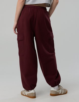OFFLINE By Aerie Cloud Fleece Baggy Cargo Jogger - Royal Berry