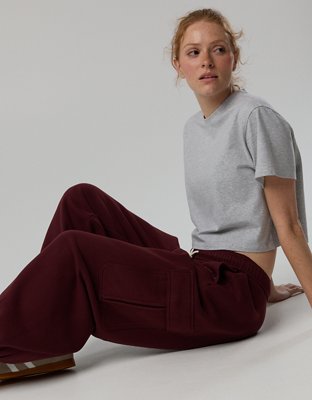 OFFLINE By Aerie Cloud Fleece Baggy Cargo Jogger - Royal Berry
