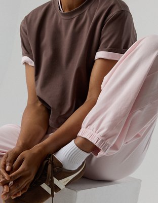 OFFLINE By Aerie OG Cotton Baggy Jogger - Pink Petal