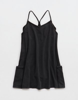 OFFLINE By Aerie OG Cotton Racerback Mini Dress - Washed Black