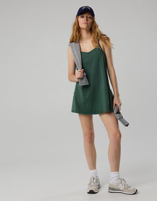 OFFLINE By Aerie OG Cotton Racerback Mini Dress - Rugged Green