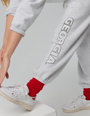 Georgia Bulldogs OFFLINE By Aerie Jogger - Light Heather Gray
