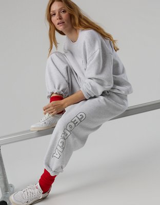Georgia Bulldogs OFFLINE By Aerie Jogger - Light Heather Gray