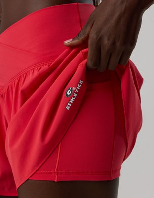 Georgia Bulldogs OFFLINE By Aerie Crossover Flowy Short. - Bright Red