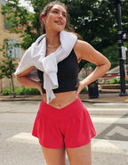 Georgia Bulldogs OFFLINE By Aerie Crossover Flowy Short. - Bright Red