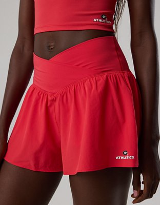 Georgia Bulldogs OFFLINE By Aerie Crossover Flowy Short. - Bright Red