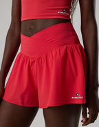 Georgia Bulldogs OFFLINE By Aerie Crossover Flowy Short. - Bright Red