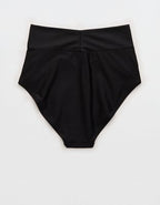Aerie High Rise Full Coverage Crossover Bikini Bottom - True Black