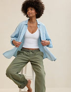 Aerie Anytime Fave Woven Shirt - Light Blue
